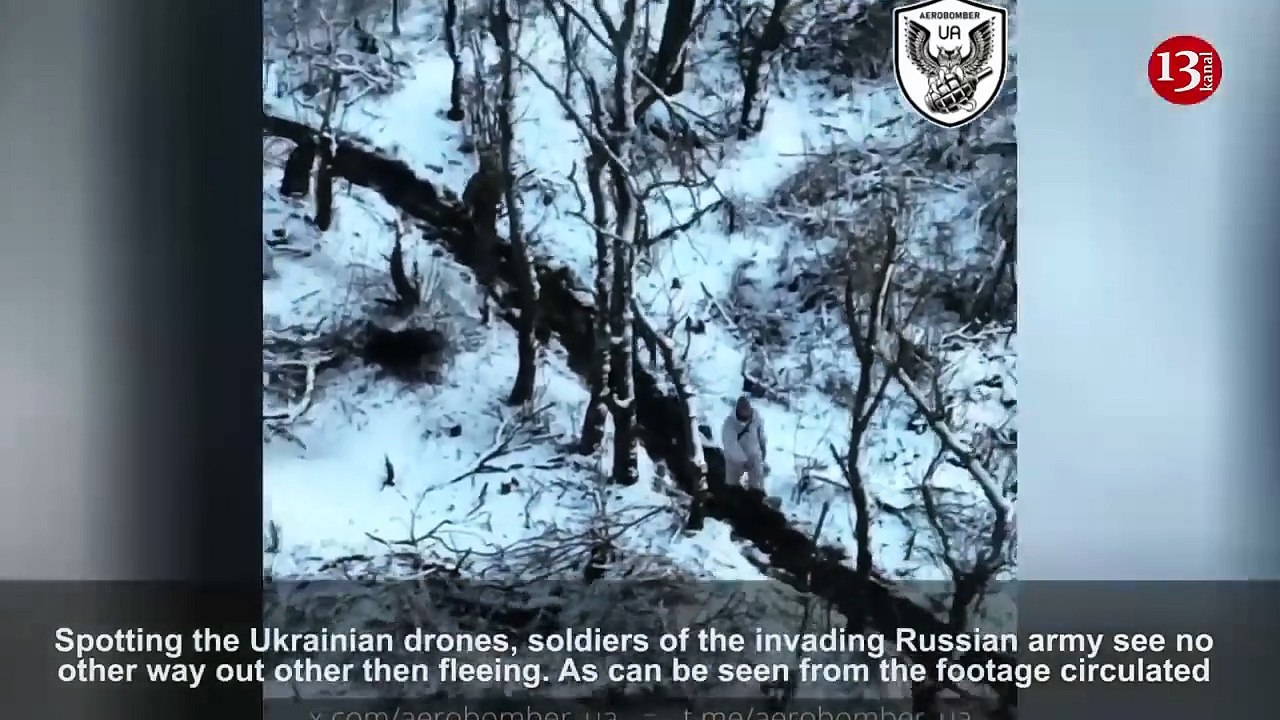 _Hunting invaders with drone_ -Difficult moments of Russian infantrymen who were attacked by a drone