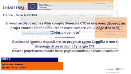 [ Synergie CTE – vidéo 2 ] Créer un compte / Creare un account