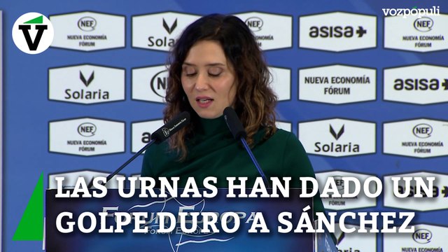 Ayuso cree que las urnas han dado un golpe muy duro a Sánchez y ensalza a Feijóo