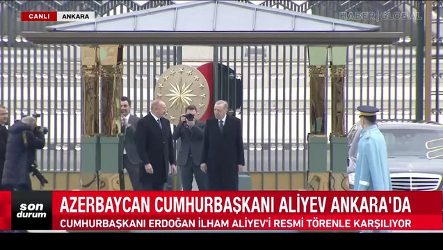 Cumhurbaşkanı Erdoğan, İlham Aliyev'i resmi törenle karşıladı