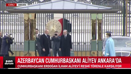 Cumhurbaşkanı Erdoğan, İlham Aliyev'i resmi törenle karşıladı