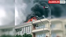 Yalova'da 4 katlı binanın çatısında yangın