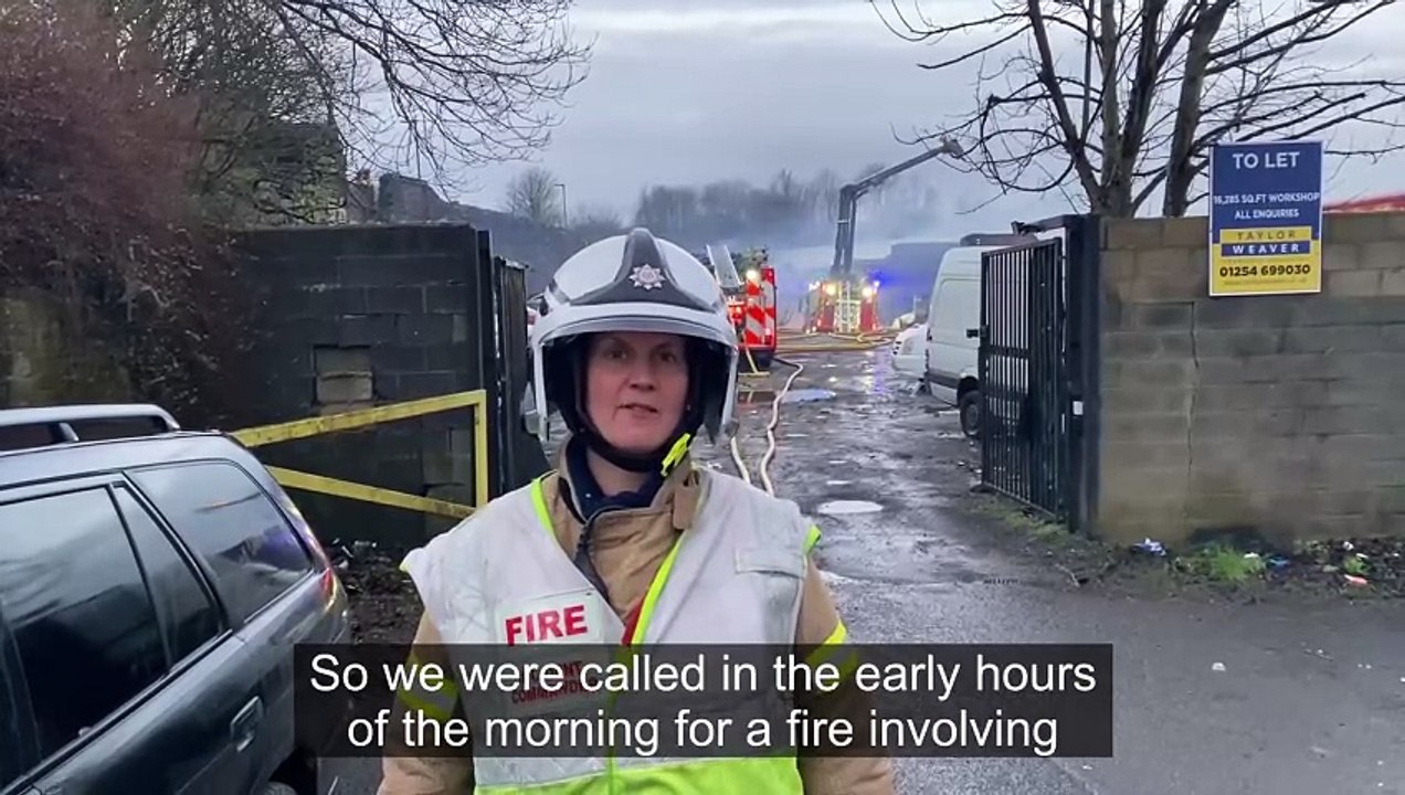 Blackburn firefighters tackling blaze at industrial units