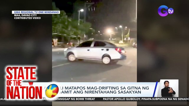 Lalaki, huli matapos mag-drifting sa gitna ng kalsada gamit ang nirentahang sasakyan | SONA