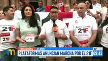 Plataformas anuncian marcha para conmemorar el 21 F
