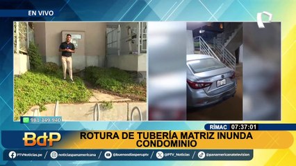 Condominio en el Rímac se inunda por rotura de tubería matriz