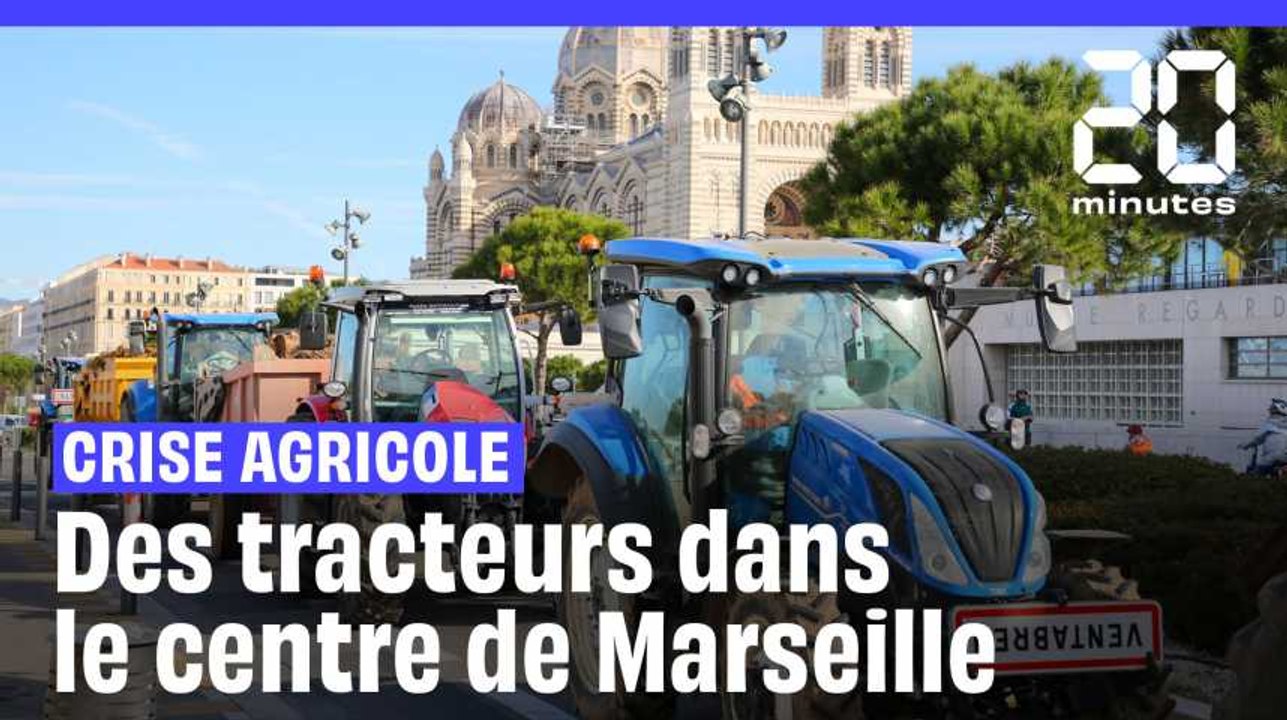 Crise agricole : Des agriculteurs déversent du foin devant la Draaf à Marseille