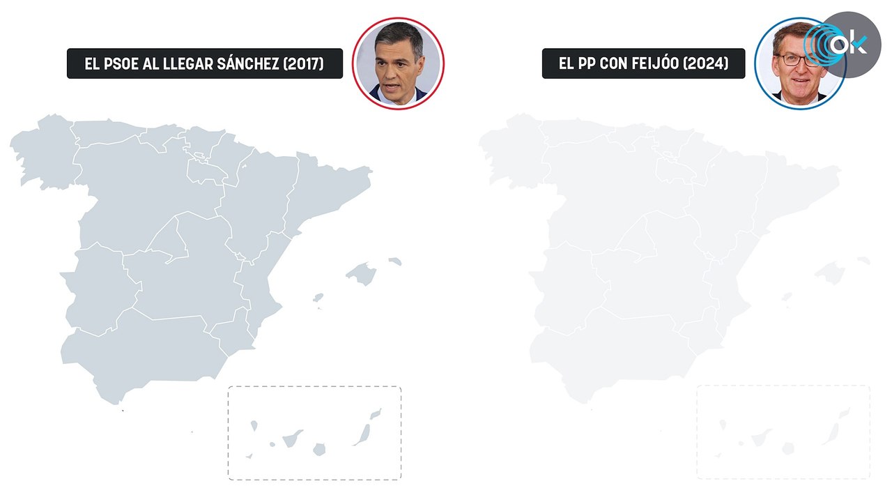 El PP gana 2,5 millones de votos y el PSOE pierde 213.000 en el mapa ...