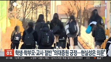 학생·학부모·교사 절반 "의대증원 긍정…현실성은 의문"