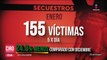En enero hubo 155 víctimas de secuestro; 24% menos comparado con diciembre