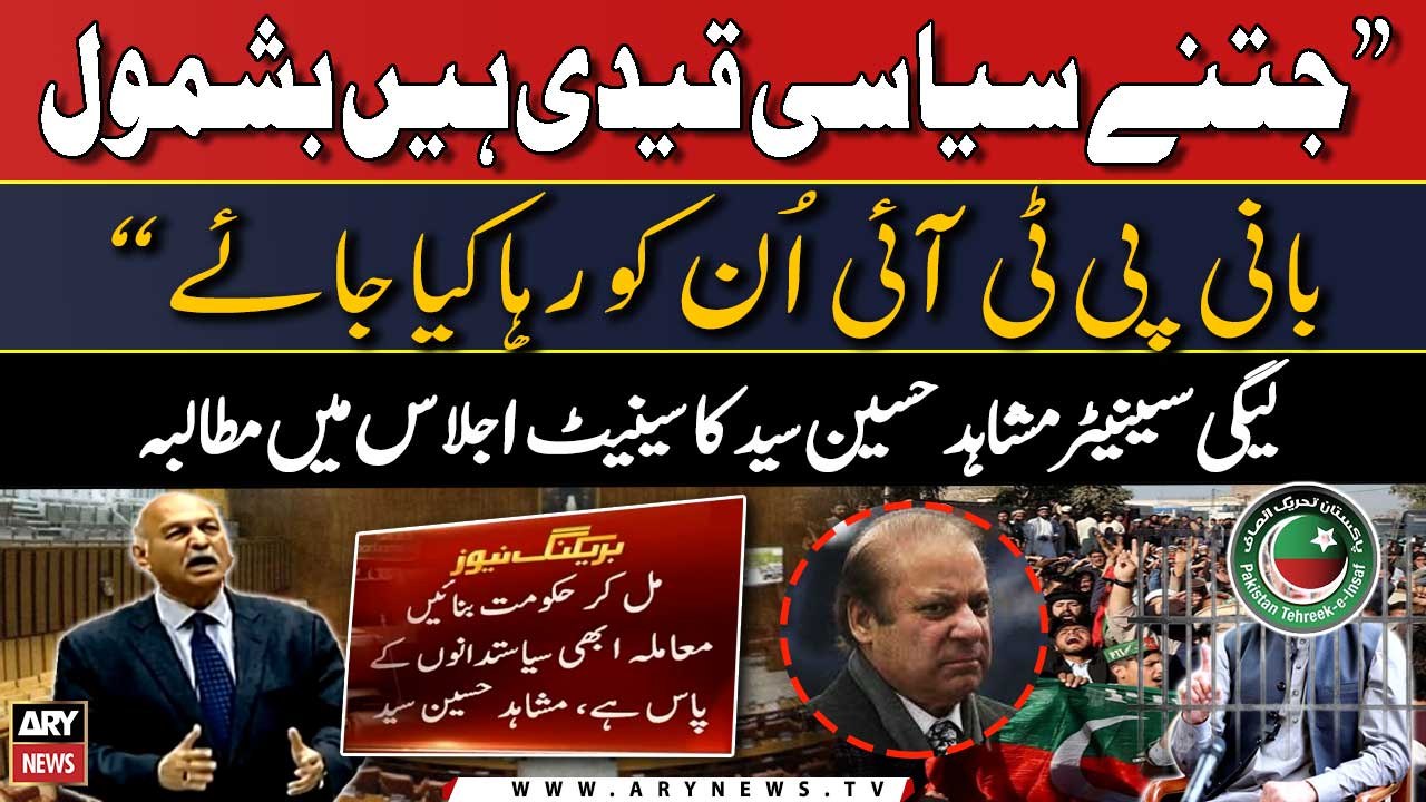 Jitney siyasi qaidi hain bashamul 'Bani PTI' sab ko reha kia jaye, Mushahid Hussain Syed