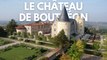 Vu aérienne du Château de Bouthéon : histoire et restauration d'un monument historique
