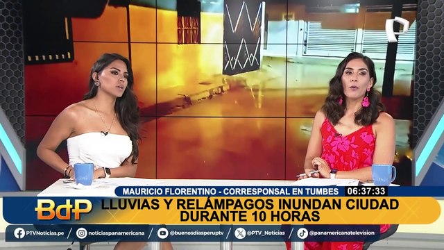 Calles y pistas de Tumbes inundadas: se registran lluvias y relámpagos por más de 10 horas