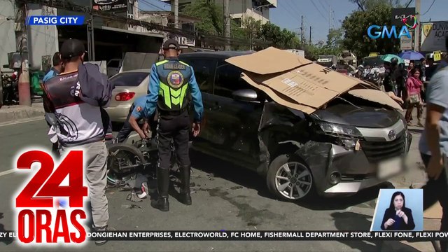 24 Oras Part 1: Rider, tumilapon at sumampa sa hood ng nabanggang sasakyan; nanggahasa umano ng menor de edad, arestado; sanggol, tinangay ng babae; kalbaryong pila sa NAIA, atbp.