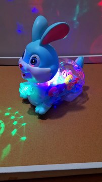 Musical Transparent Gear Rabbit Toy, 360 Degree Rotating Funny Bunny Toys with Flashing Light Sound