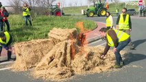 Agricultores queman paja para cortar carreteras en Cantabria