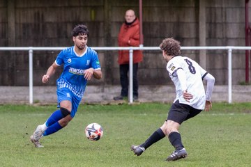 Sheerwater FC, blue, lose 2-1 at Balham in the Combined Counties League 17-2-24