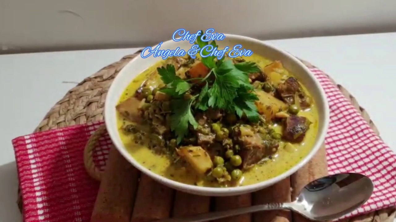 البطاطا مع البازلاء ، بنكهة الكريمةPatatas con guisantes, sabor cremoso