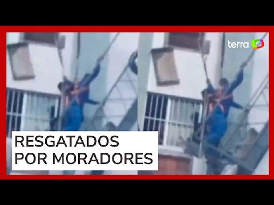 Trabalhadores ficam pendurados no alto de prédio após andaime despencar no Recife (PE)