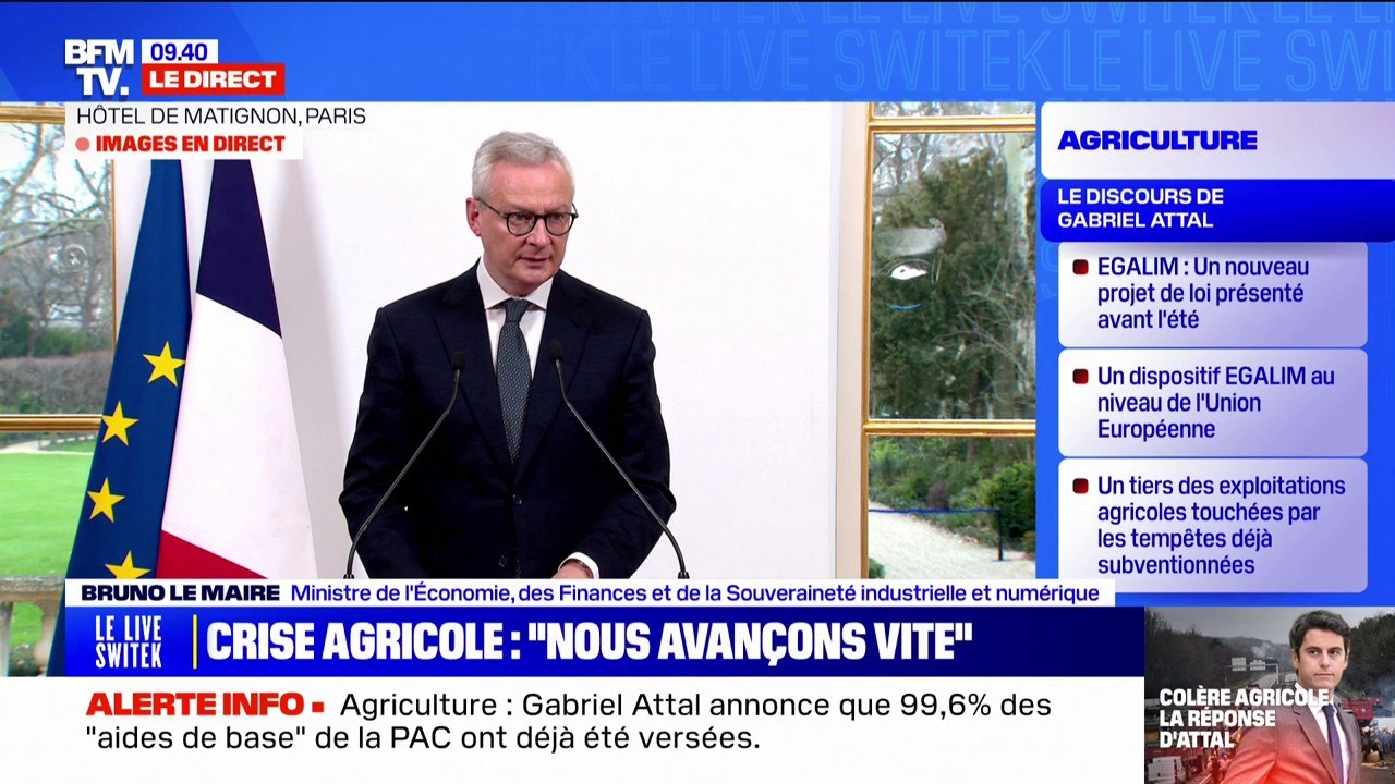 Colère des agriculteurs: Bruno Le Maire fait le point sur les contrôles en cours chez les industriels et distributeurs