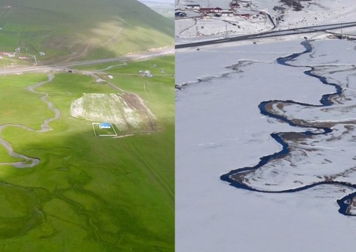 Kars-Ardahan sınırındaki menderesler her mevsim farklı güzelliğe bürünüyor