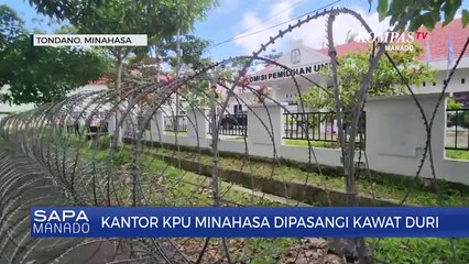 Jelang Pelaksanaan Pleno Tingkat Kabupaten, Kantor KPUD Minahasa Dipasang Kawat Duri