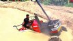 Stuck tractor in deep muddy waters |Mahindra Arjun stuck in deep muddy waters | stuck tractor video