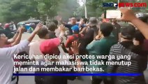 Demo Mahasiswa di Sekitar KPU Bentrok dengan Warga Usai Massa Tutup Jalan dan Bakar Ban