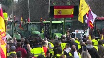 Cientos de tractores convergen en Madrid en protesta de agricultores