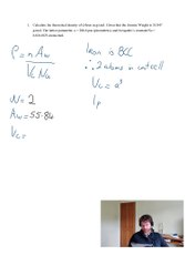 Calculate the theoretical density of Iron in g/cm^3