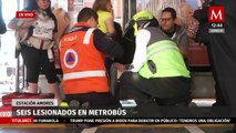 Frenón de metrobús de la L2 deja al menos 6 lesionados en la estación Amores
