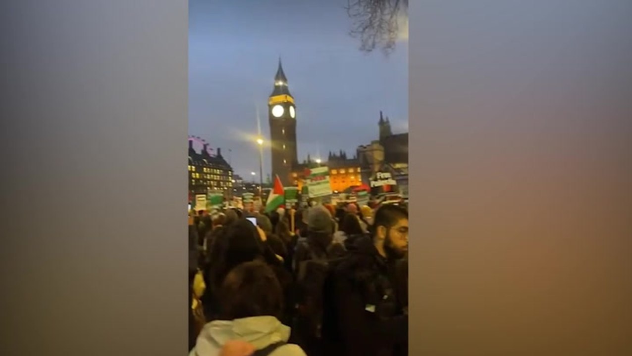 Hundreds calling for Gaza ceasefire protest outside Parliament as MPs debate SNP motion