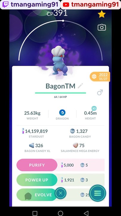 Pokémon GO-Evolving Shadow Bagon