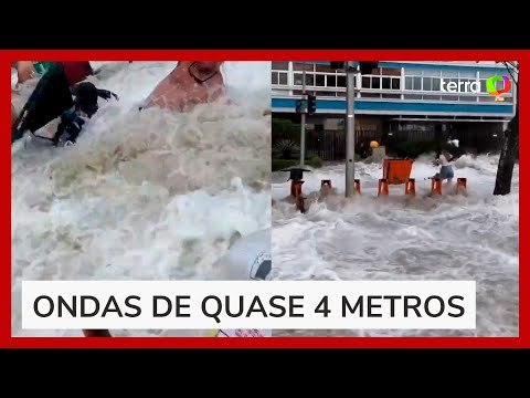 Ressaca atinge praias, assusta banhistas e invade ruas no RJ