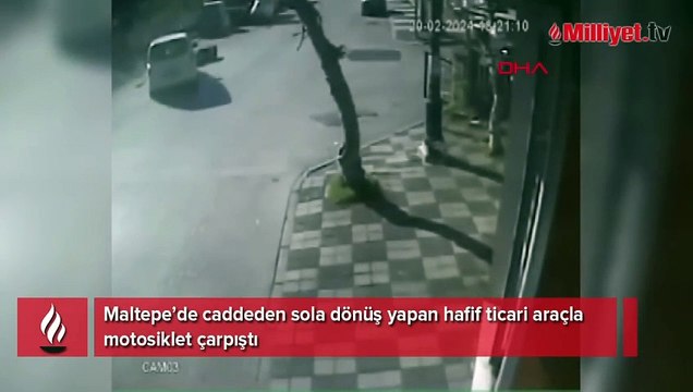 Maltepe'de hafif ticari araçla motosiklet çarpıştı