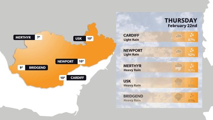 Wales weather forecast 22 February