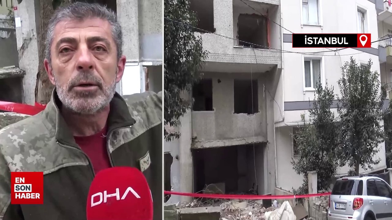 Avcılar'da binaların ortak duvarı yıkım sırasında ortaya çıktı