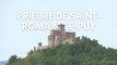 Vue aérienne du Prieuré de Saint Romain le Puy : monument historique depuis 1999