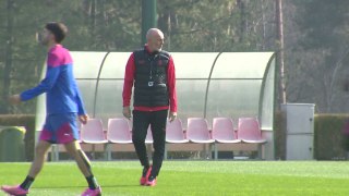 AC Milan training ahead of Europa League knockout round second leg with Rennes.