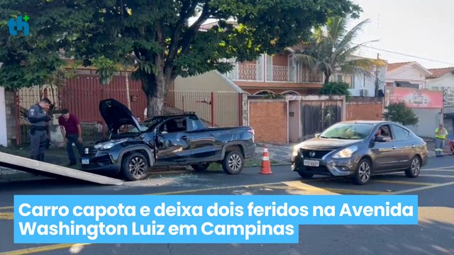 Carro capota e deixa dois feridos na Avenida Washington Luiz em Campinas