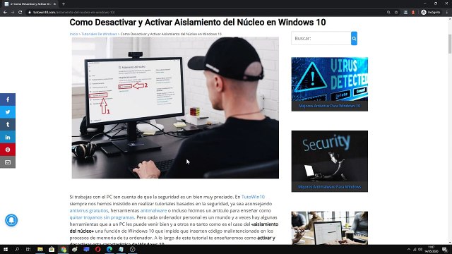 Como DESACTIVAR (o ACTIVAR) el AISLAMIENTO del NÚCLEO (INTEGRIDAD de MEMORIA) En WINDOWS 10