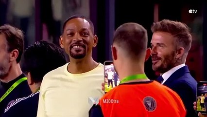 Messi y un abrazo de película, se abrazó con Will Smith durante el debut del Inter de Miami.