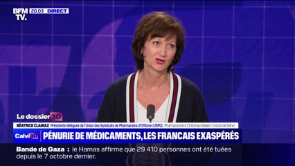 Pénurie de médicaments: "On est aussi exaspérés que les Français", affirme Béatrice Clairaz (présidente déléguée de l’Union des syndicats de pharmaciens d'officine)