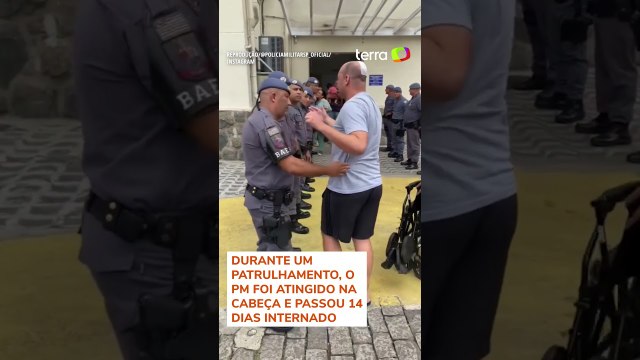 Sargento da PM baleado na cabeça recebe alta e é homenageado por colegas