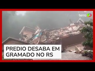 Prédio desaba em Gramado após município registrar rachaduras no solo
