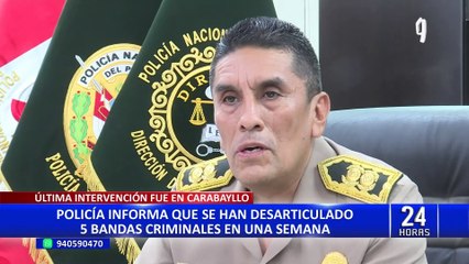 PNP informa que se han desarticulado cinco bandas criminales en los últimos días