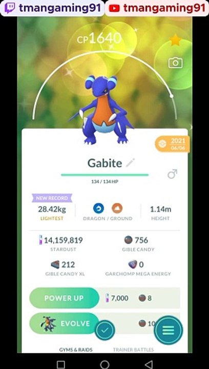 Pokémon GO-Evolving Shiny Gabite