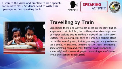 GRADE 08-SPEECH-Travelling by Train