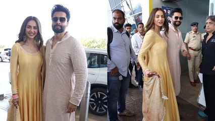Rakul Preet Jackky After Wedding First Video,Newly Bride Yellow Suit में Sindoor, Chuda Flaunt...