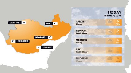 South Wales weather forecast 23 February